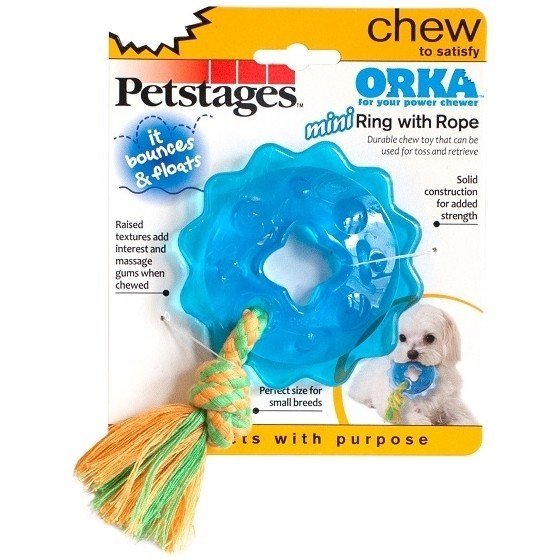 Petstages игрушка для собак Mini "ОРКА кольцо с канатом" диаметр 8 см маленькая