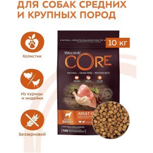 Core Корм из индейки с курицей для взрослых собак средних пород