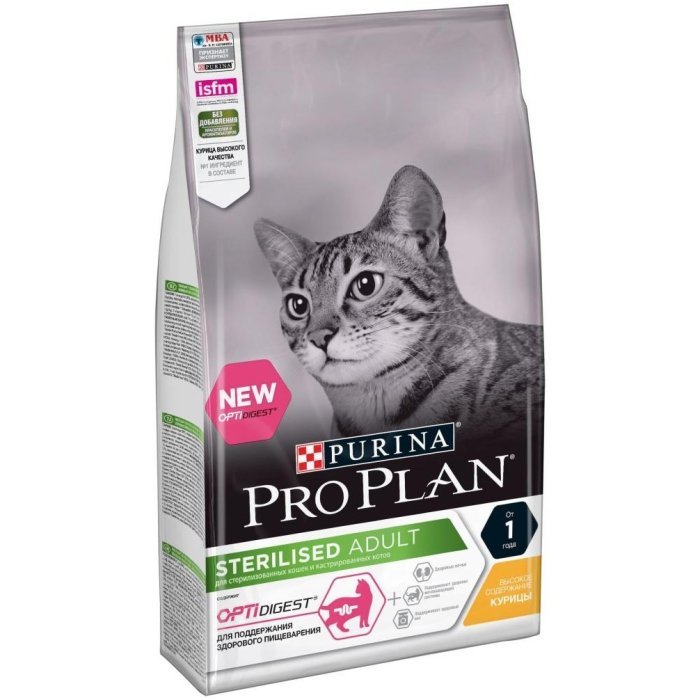 Сухой корм Pro Plan Для Кастрированных кошек с чувствительным пищ-ем, курица, Optidigest Sterilised