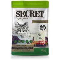 Secret Life force для стерилизованных кошек Утка в соусе, 85г