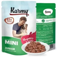 Karmy Mini Junior для щенков мелких пород в возрасте до 1 года Индейка в соусе, 80г