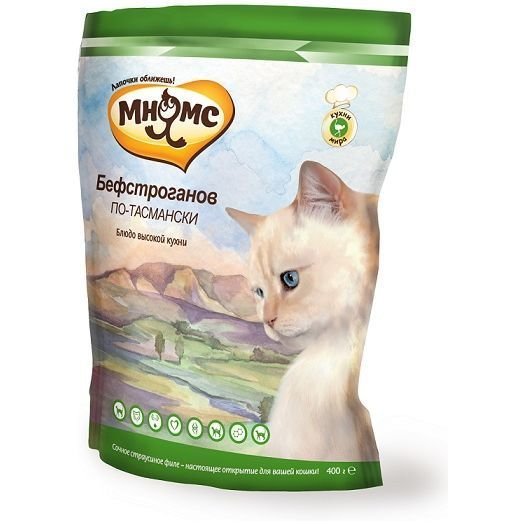 Мнямс корм для взрослых кошек Бефстроганов по-тасмански (с мясом страуса) 400 г