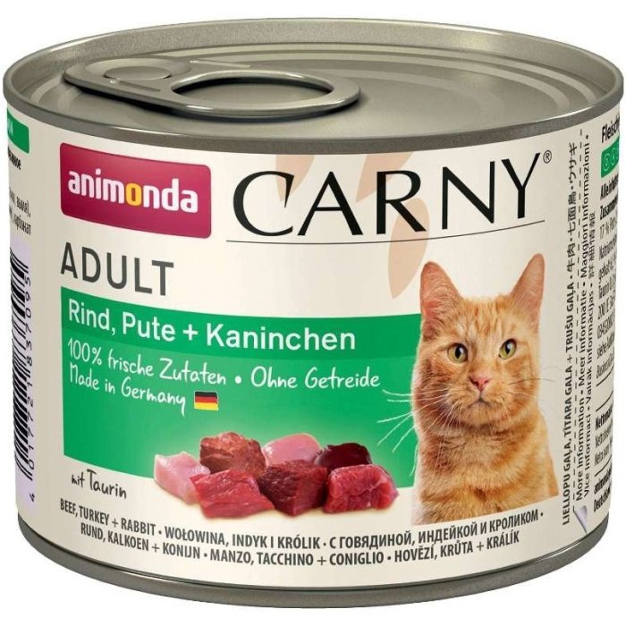 Animonda Carny Adult Cat Beef, Turkey Rabbit для взрослых кошек с говядиной, индейкой и кроликом