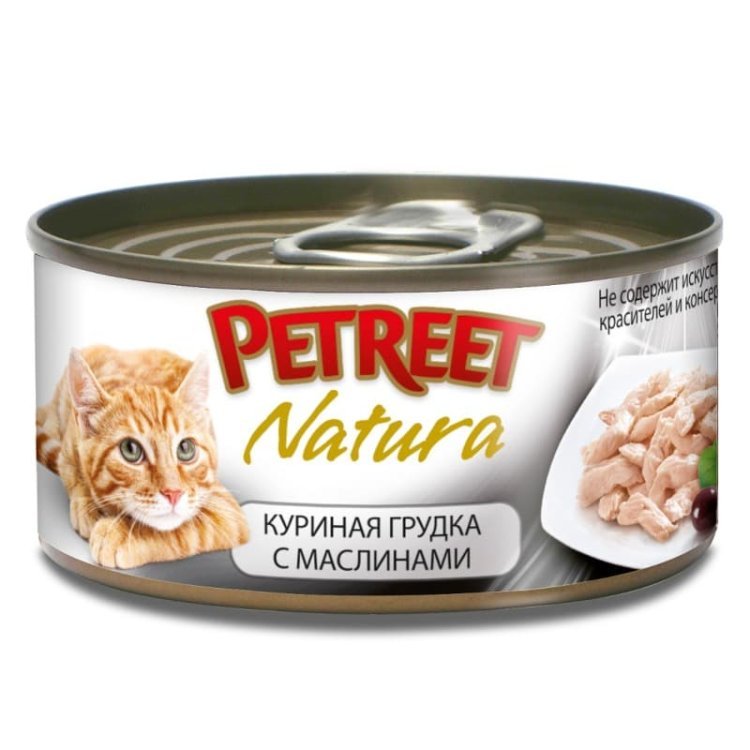 Petreet консервы для кошек куриная грудка с оливками 70 г