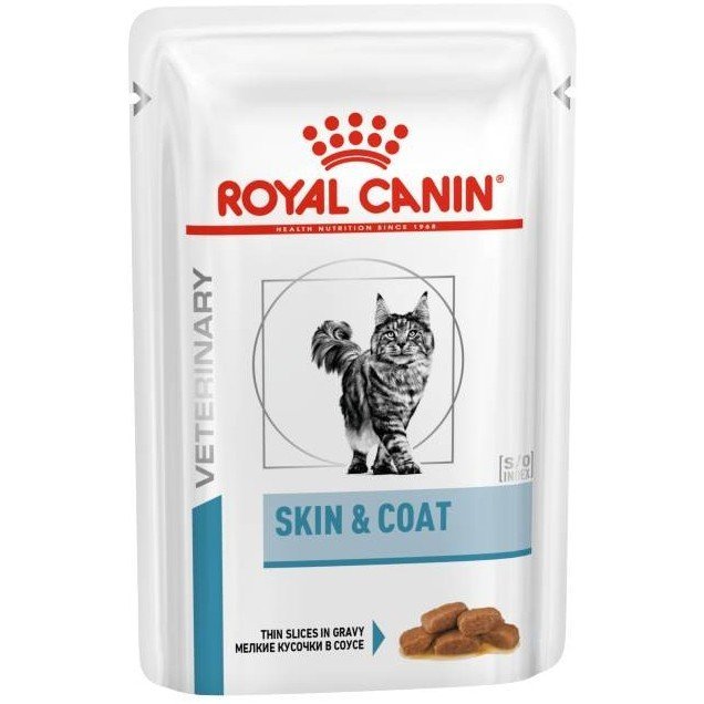 Royal Canin (вет. консервы) паучи для кастрированных котов и кошек Идеальная кожа и шерсть (1-7 лет), ВКН Скин энд Коат Коат Формула