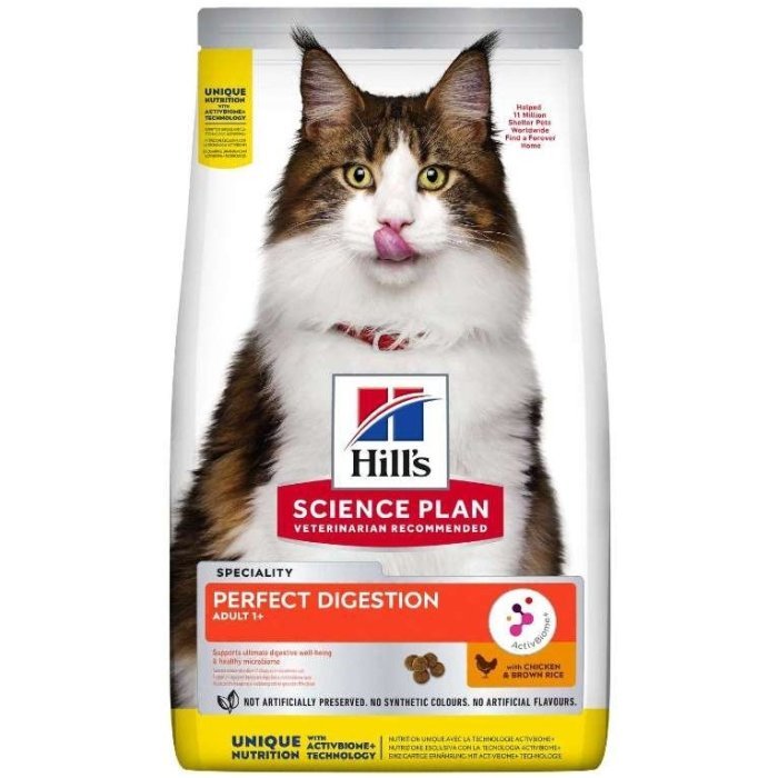 Hill's Science Plan Perfect Digestion корм для кошек, поддержка здоровья пищеварения, с курицей