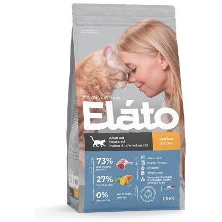 Elato Holistic Adult Cat Neutered Indoor & Low-Active сухой корм для малоактивных стерилизованных кошек с Курицей и Уткой