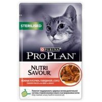 Pro Plan Sterilised для стерилизованных кошек, говядина в соусе, 85г