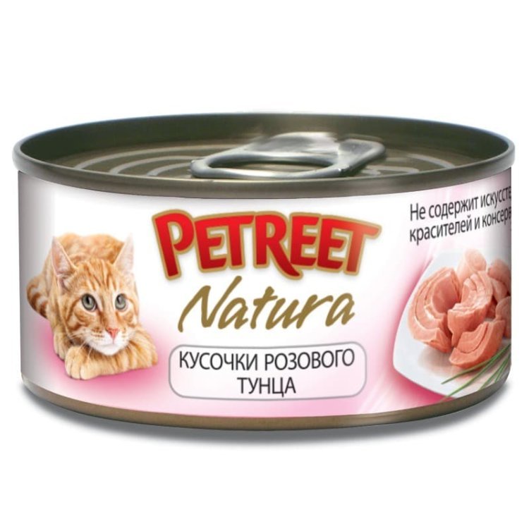 Petreet консервы для кошек кусочки розового тунца 70 г