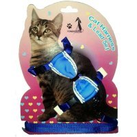 Nunbell Набор для кошек поводок (120 * 1 см)+шлейка с бантом (10 * 6 см) микс