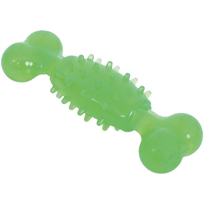 Игрушка "Грызлик Ам" Косточка с шипами Dental Размер 11,5 см, Цвет Зеленый