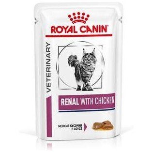 Royal Canin (вет. консервы) кусочки в соусе для кошек при лечении почек, на куре, Ренал c цыпленком (фелин) пауч