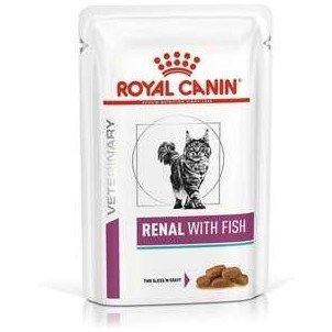 Royal Canin (вет. консервы) кусочки в соусе для кошек при лечении почек, Ренал с рыбой (фелин)