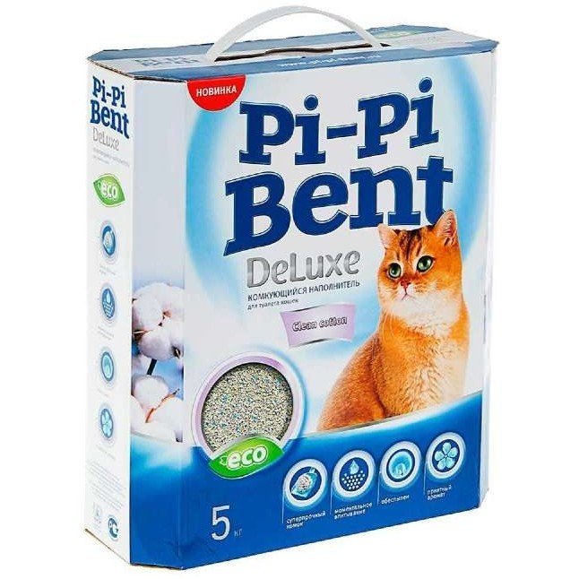 Pi-Pi Bent DeLuxe Clean cotton комкующийся наполнитель для туалета кошек