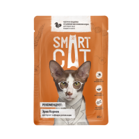 Smart Cat паучи для взрослых кошек и котят кусочки индейки со шпинатом в нежном соусе