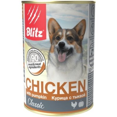 Blitz Classic влажный корм для собак всех пород и возрастов, Курица с тыквой