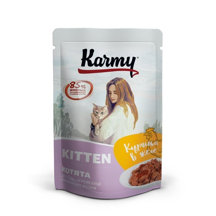 Karmy KITTEN Курица в желе корм для котят до 1 года, беременных и кормящих кошек
