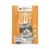 Smart Cat паучи для взрослых кошек и котят кусочки курочки со шпинатом в нежном соусе