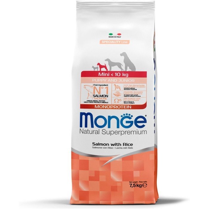 Monge Speciality Line Monoprotein для щенков мелких пород Лосось с рисом