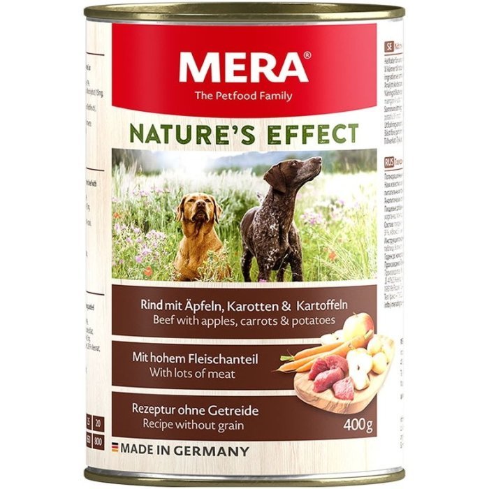 Влажный корм для собак Mera Nature's Effect Rind, Apfeln, Karotten & Kartoffeln с говядиной, яблоками, морковью и картофелем