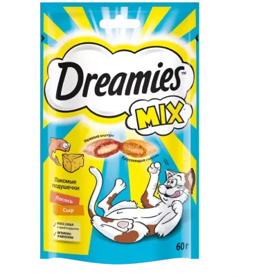 Dreamies MIX лакомые подушечки с лососем и сыром