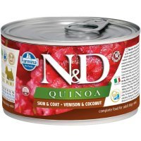 Farmina N&D Quinoa Skin&Coat для собак мелких пород с пищевой непереносимостью, Оленина и кокос, 140г