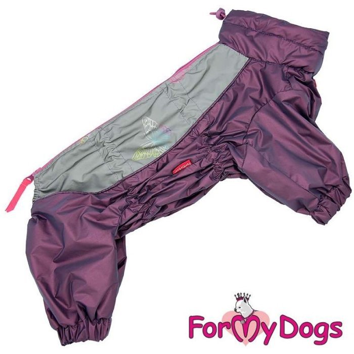 ForMyDogs Дождевик для собак "Бабочки" пурпурный/серебро на девочек
