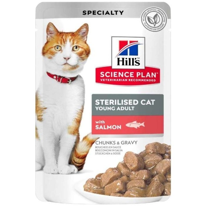Hill's Science Plan Sterilised Cat влажный корм для кошек и котят от 6 месяцев с лососем 85 г