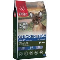 Blitz Holistic низкозерновой корм для взрослых кошек, Курица и рыба