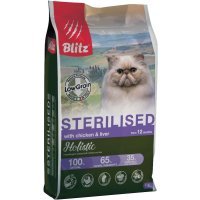Blitz Holistic Sterilised низкозерновой корм для стерилизованных кошек, Курица и печень