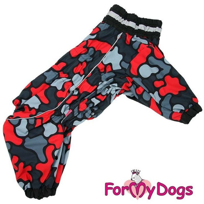 ForMyDogs Дождевик для собак красный камуфляж на девочек
