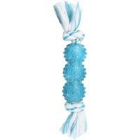 CanineClean игрушка для собак Палочка синтетическая резина с канатом 25 см с ароматом мяты, голубой