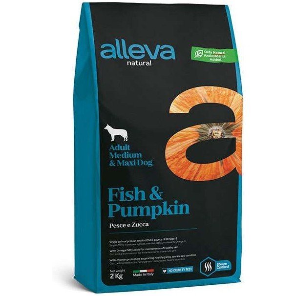Alleva Natural Adult Medium/Maxi для взрослых собак средних и крупных пород с Рыбой и тыквой
