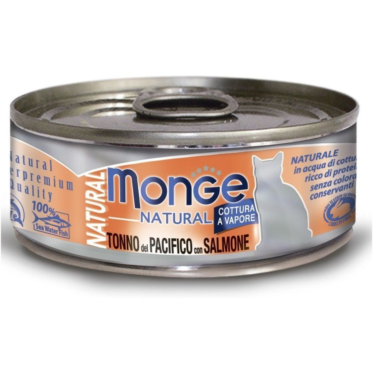 Monge Cat Natural консервы для кошек тихоокеанский тунец с лососем 80г