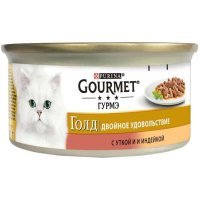 Gourmet Gold Двойное удовольствие (кусочки в соусе) для кошек, с уткой и индейкой, 85 г