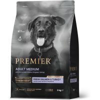 Premier Dog ADULT Medium корм для собак средних пород Свежее филе Лосося с Индейкой