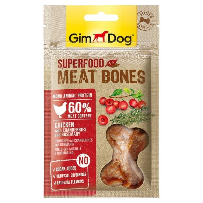 GimDog "Мясные косточки" лакомство для собак из курицы с клюквой и розмарином