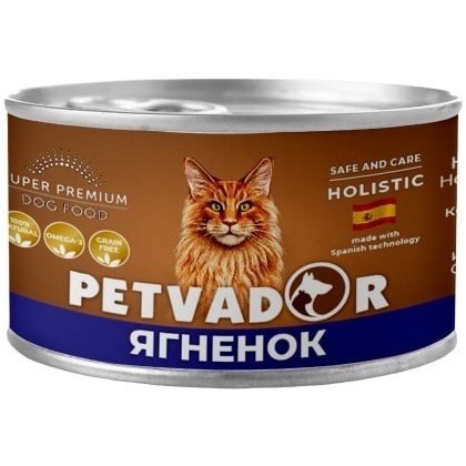 PETVADOR консервы для кошек Ягненок с Лососем 100г